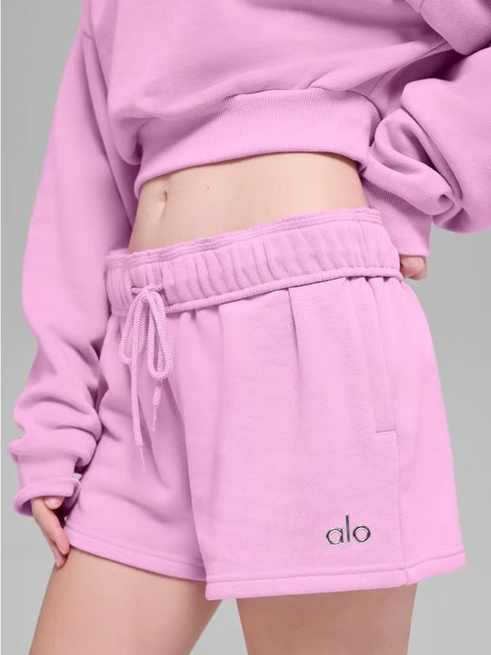 ALO Yoga Relaxed High-Rise Athletic Shorts in Light Pink